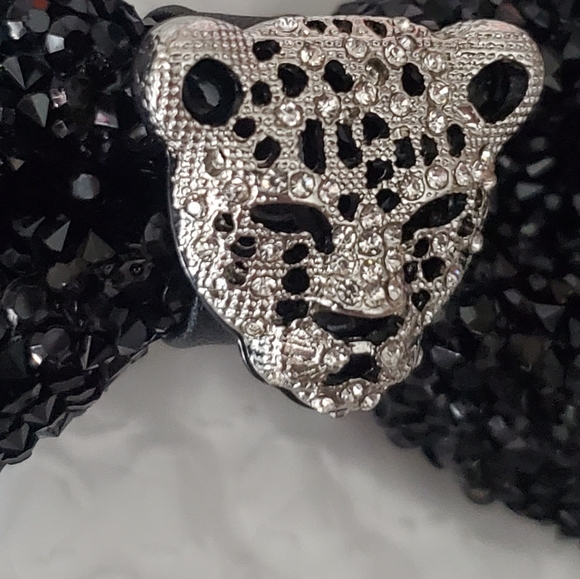 Mens blinged out leopard bowtie wedding groom black tie suit custom handmade - Picture 5 of 15